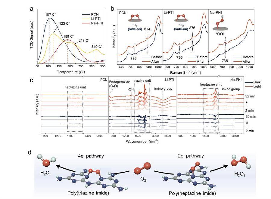 图4.氧还原反应表面反应动力学的光谱分析和选择性机制的示意图