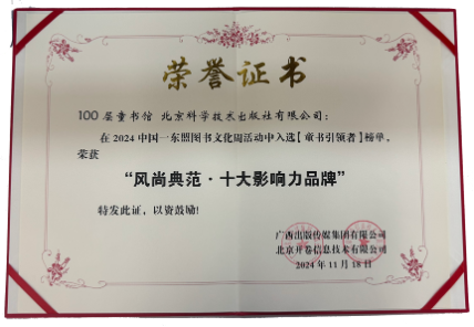 “风尚典范・十大影响力品牌”荣誉证书